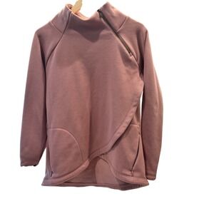 Athleta‎ Cozy Karma Asymmetrical Pullover Fleece Women M rose Pink Thumbholes